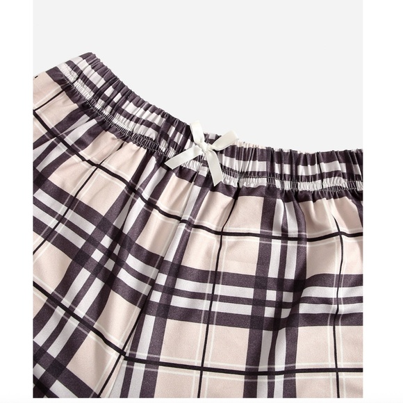 SALE ⬇️ NWT ROWME PLAID 3-PIECE PJ SET CROP TOP, PANTS, SHORTS  - M - Picture 4 of 17